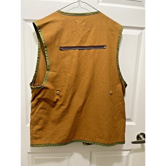 Vintage SafTBak Canvas Hunting Vest Mens XL Brown Green Made in USA Game Bag - Picture 5 of 9
